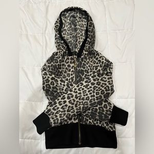 size small y2k gyaru leopard jacket with heart zipper
